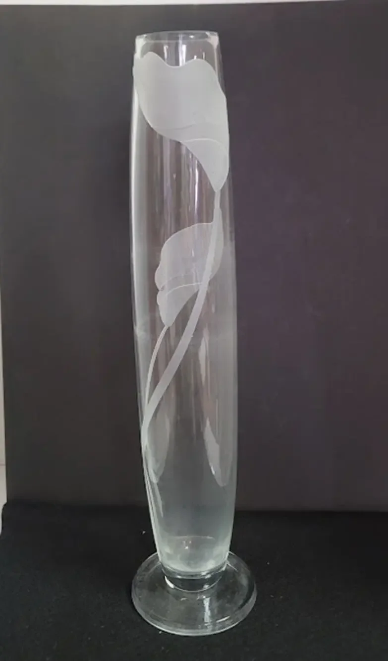 Vintage Retired Mikasa Lead Crystal Engraved Etched Calla Lily 16 